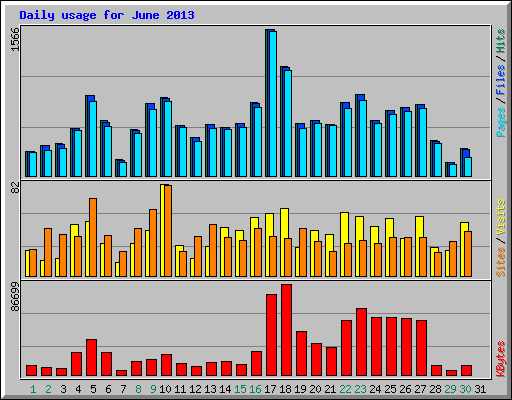Daily usage for June 2013