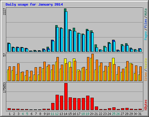 Daily usage for January 2014