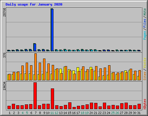 Daily usage for January 2020