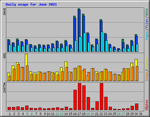 Daily usage for June 2021