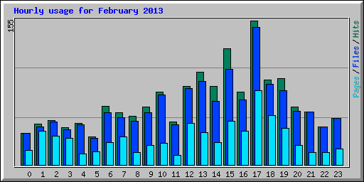 Hourly usage for February 2013